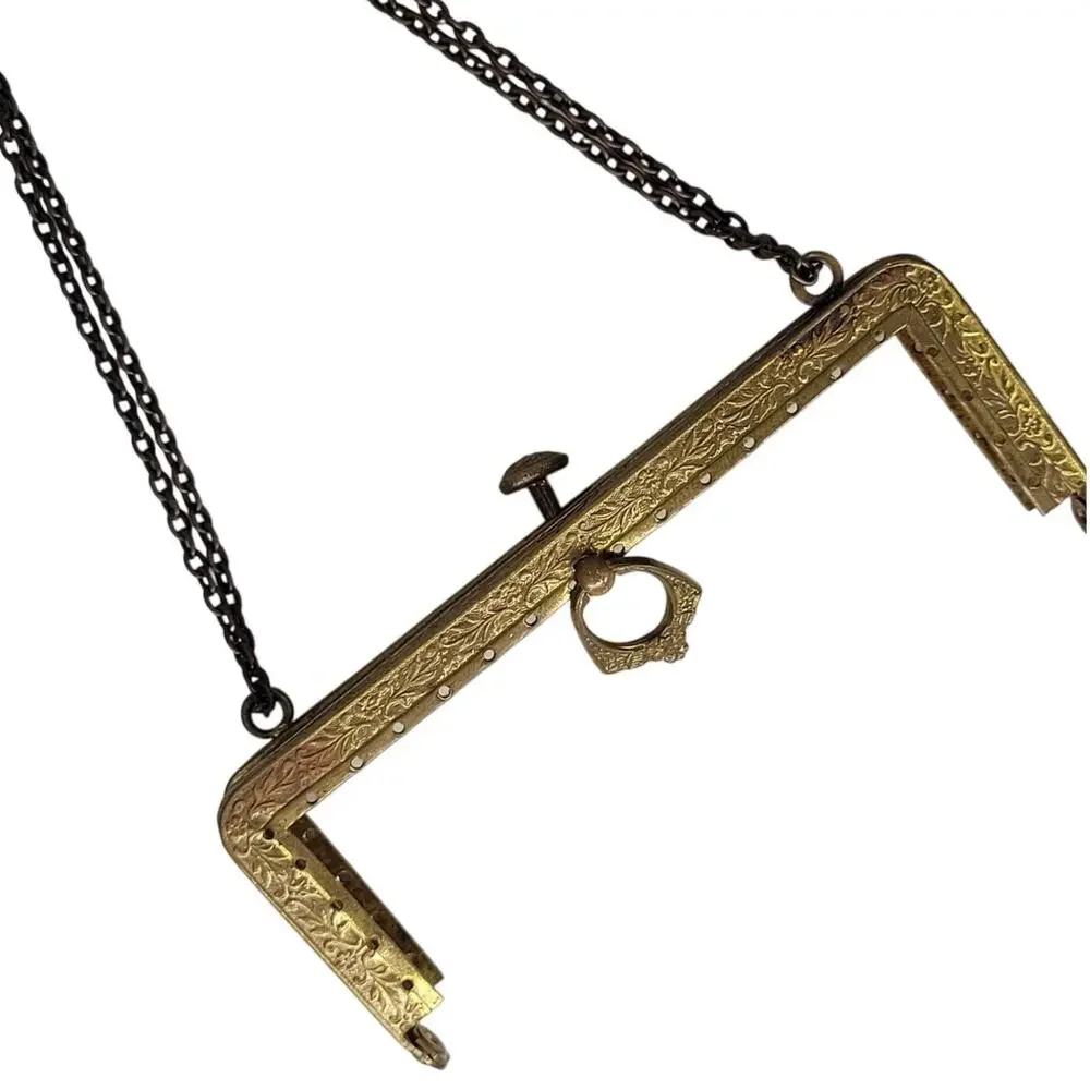 Antique French Art Nouveau Purse Frame Romantic‎ Parisian Gold Clasp